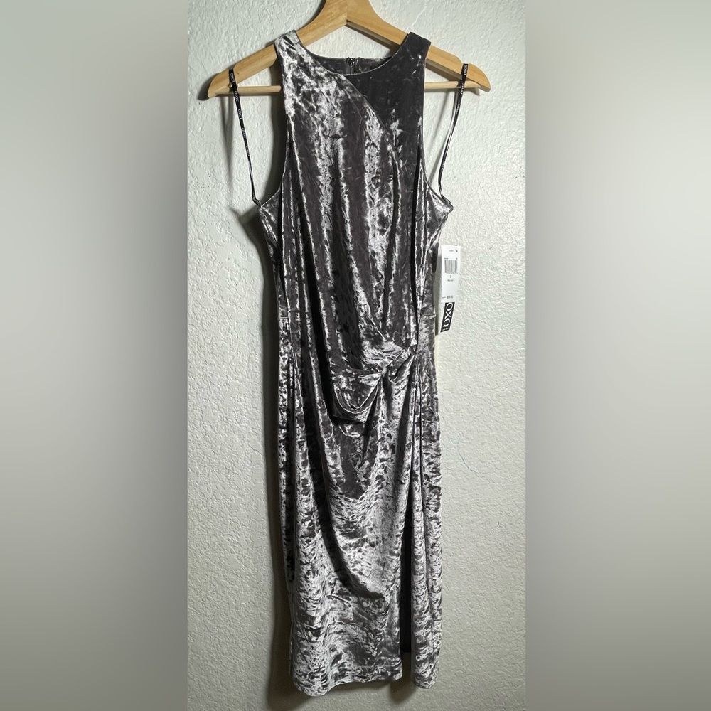 XOXO Women's Gray Velvet Dress